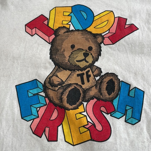 Teddy Fresh merch white crew neck teddy t shirt short sleeve sz M cotton stained - Picture 6 of 17